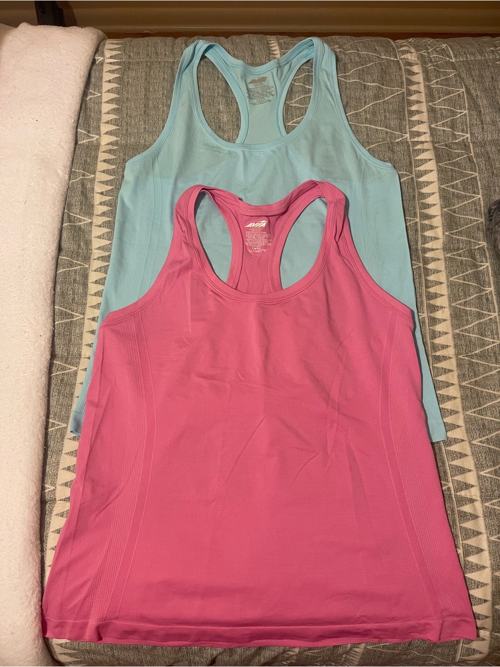 Avia Seamless Racerback Tank Tops in Pink and Light Blue